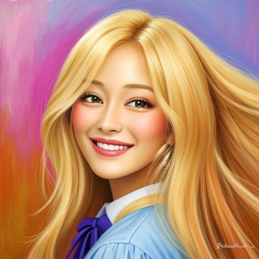 Smiling Woman Portrait in Oil Painting Style