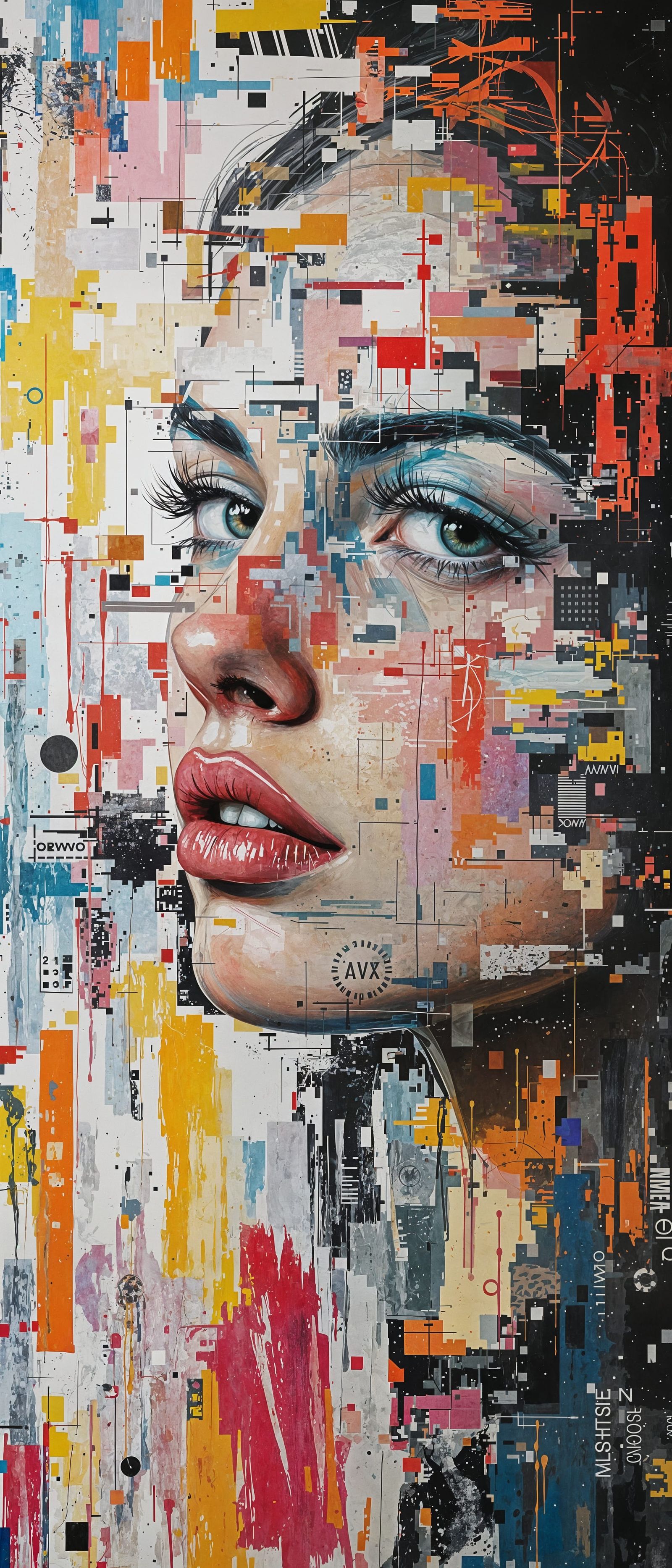 Digital Chaos Meets Abstract Expressionism in Cyberpunk Port...