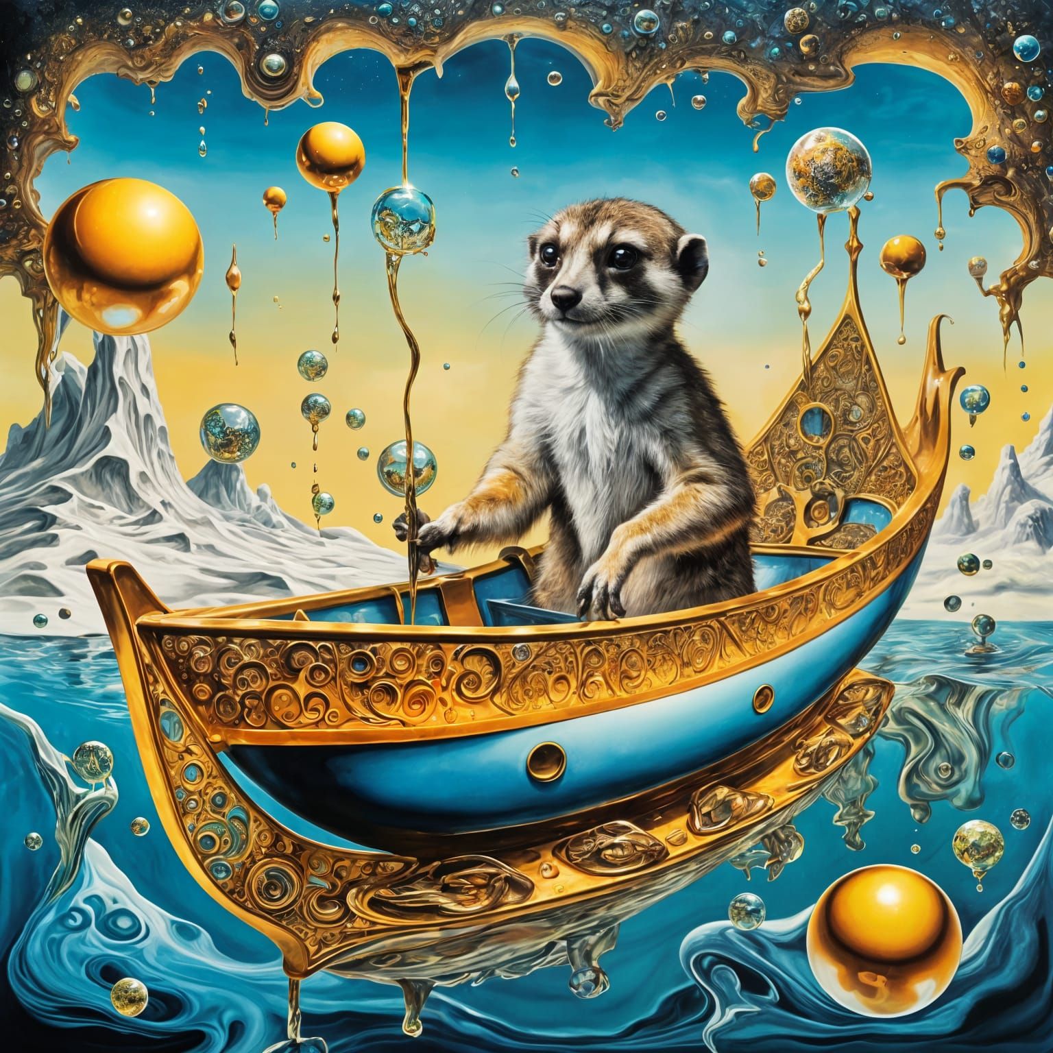 Surrealcore Mermaid Floats on Meticulous Psychedelic Waves