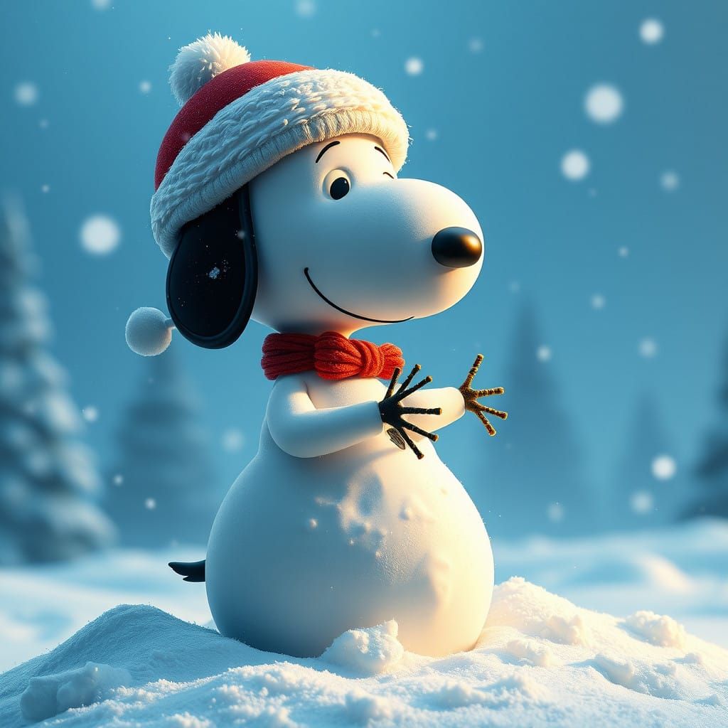 Snoopy Creates a Fantastical Winter Wonder in Detailed Matte...