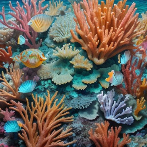 Vibrant Marine Art: Shellfish on Ocean Floor