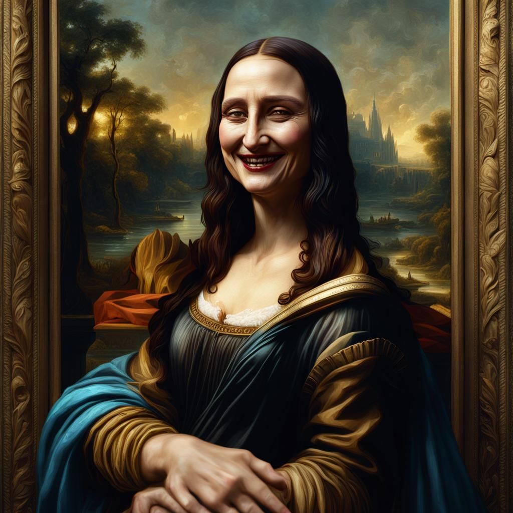 Mona Lisa Laughing, Detailed Matte Painting