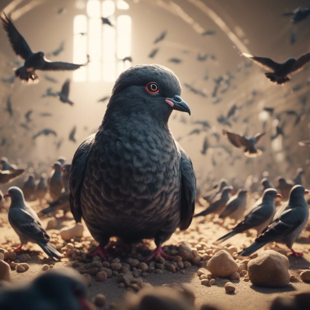 Pigeons Lead a Business Seminar: Cinematic Still