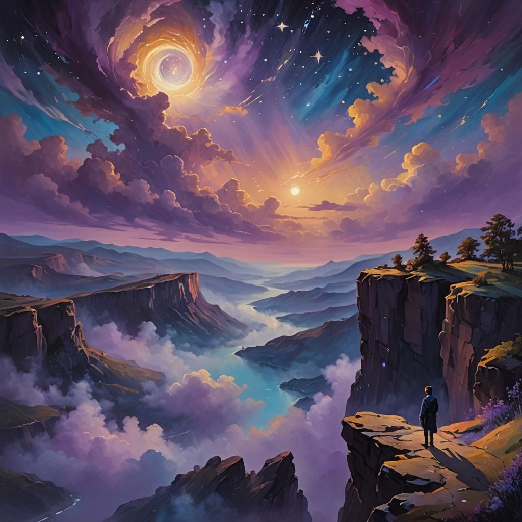 Ethereal Night Sky Oil Painting in 8k