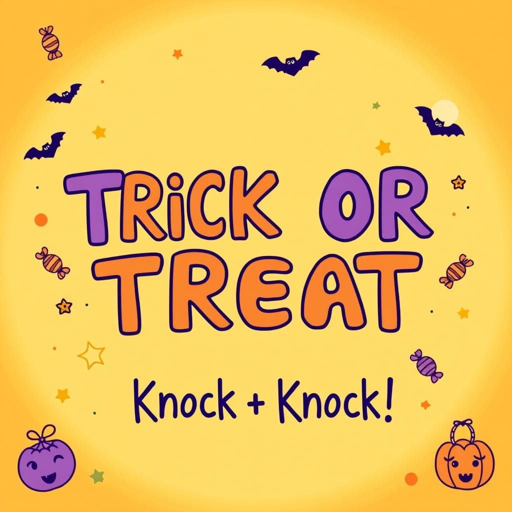 Festive Halloween Banner with Cartoon Candy and Bats