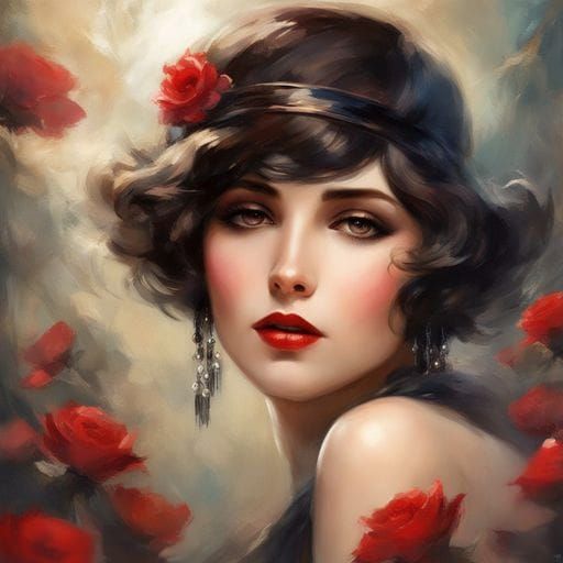 1920s Flapper Portrait in Royo Style