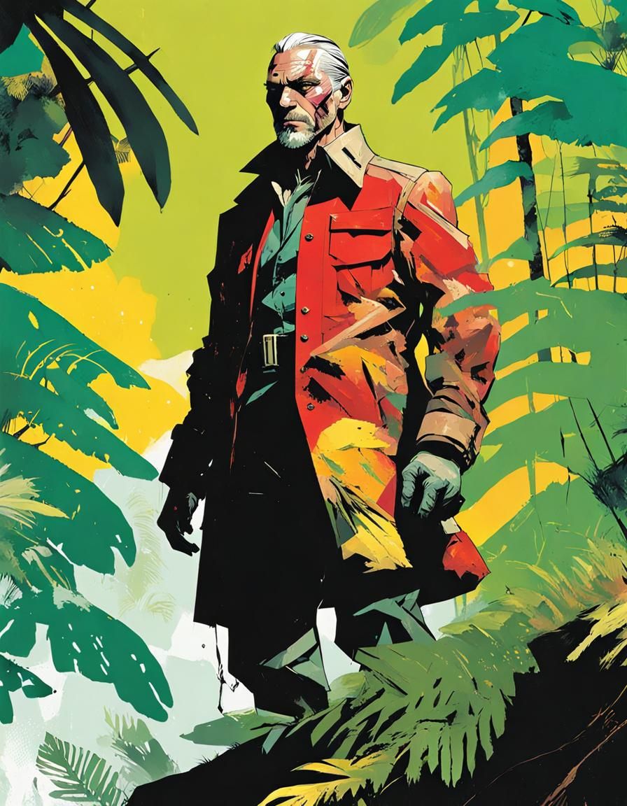 Ocelot Portrait from Metal Gear in Comic Book Style