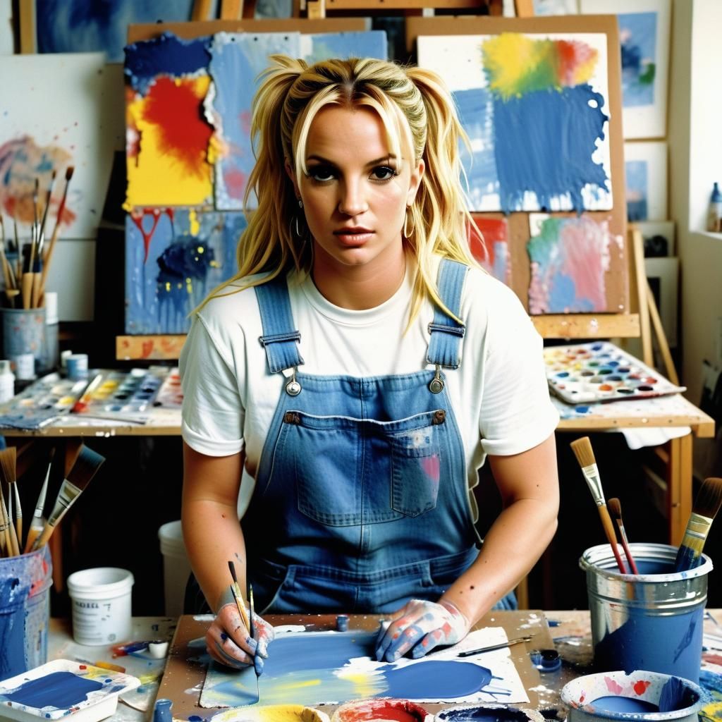 Britney Spears Painting in Her Messy Art Studio