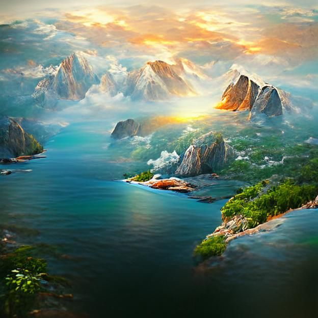 Majestic Beach Vista with Verdant Mountains