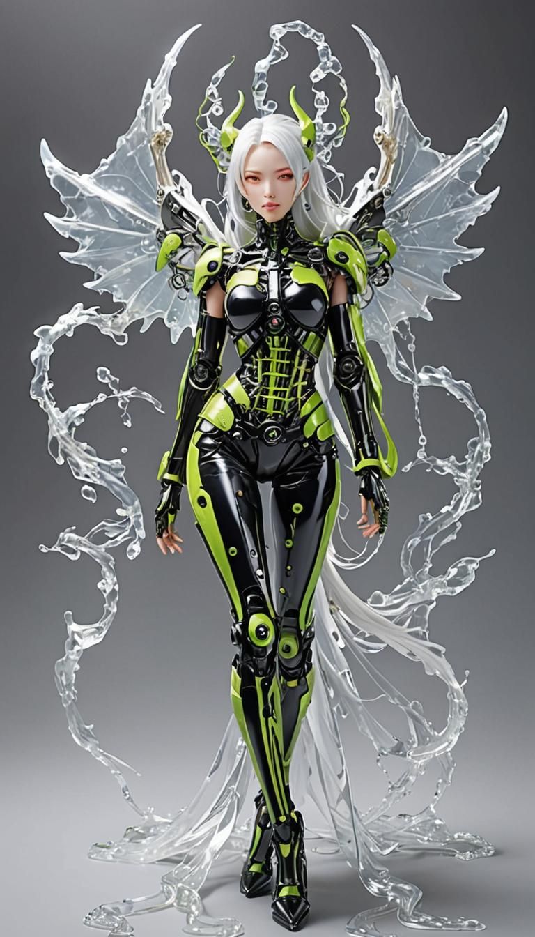 Chimera Girl with Robotic Skeleton and Slime Skin