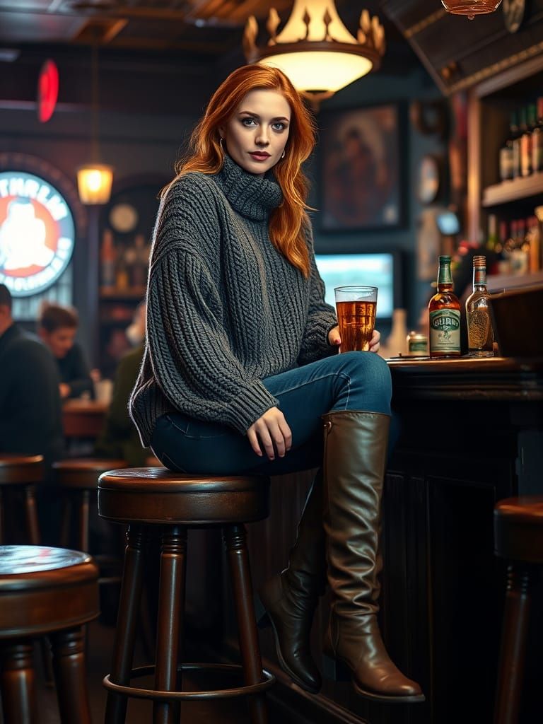 Ginger Vampire Woman Blends in at the Tavern