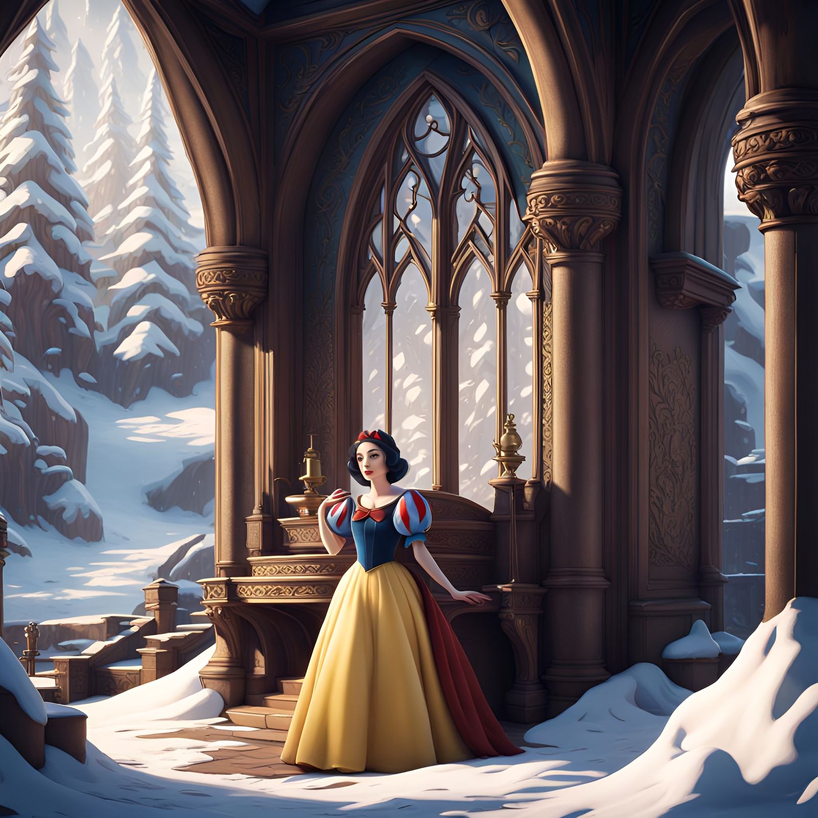 Disney's Snow White: Detailed Matte Painting in 8K