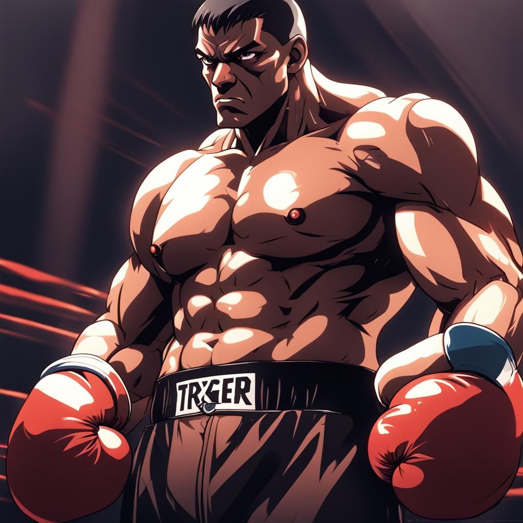 Anime Boxer in Cel-Shaded Manga Style