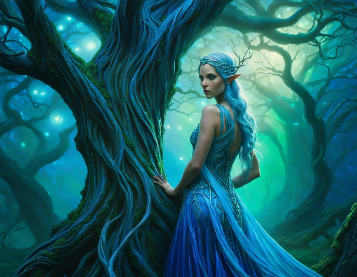 Mystical Elf Woman in Vibrant Impasto Style