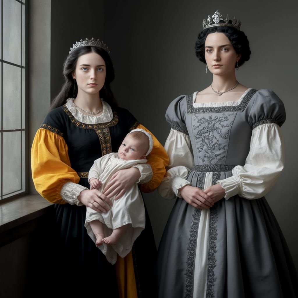 Medieval Queens in Elegant 16th Century Attire