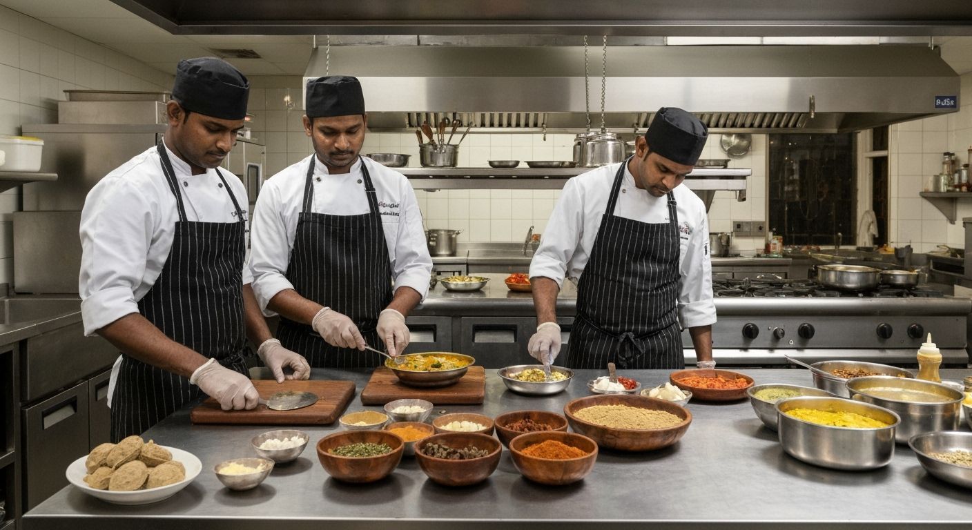 South Indian Chefs Prepare Vegetarian Food, Raja Ravi Varma ...