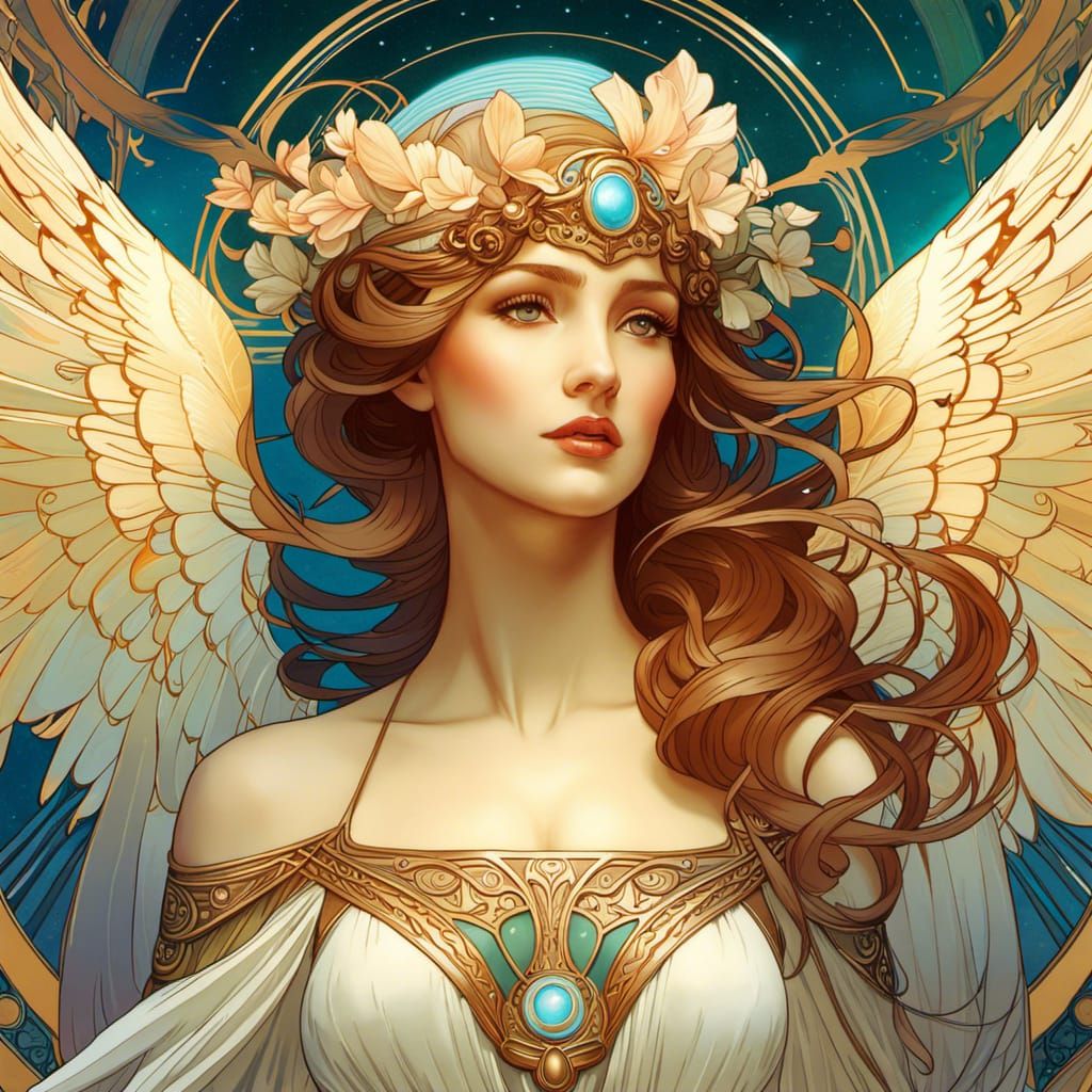 Angelic Woman in Art Nouveau Style