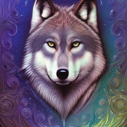 Intricate Wolf in Pastel Comic Book Style