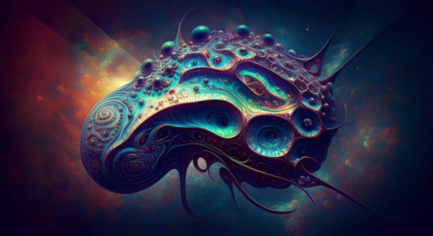 Cosmic Creature in Abstract Surrealism