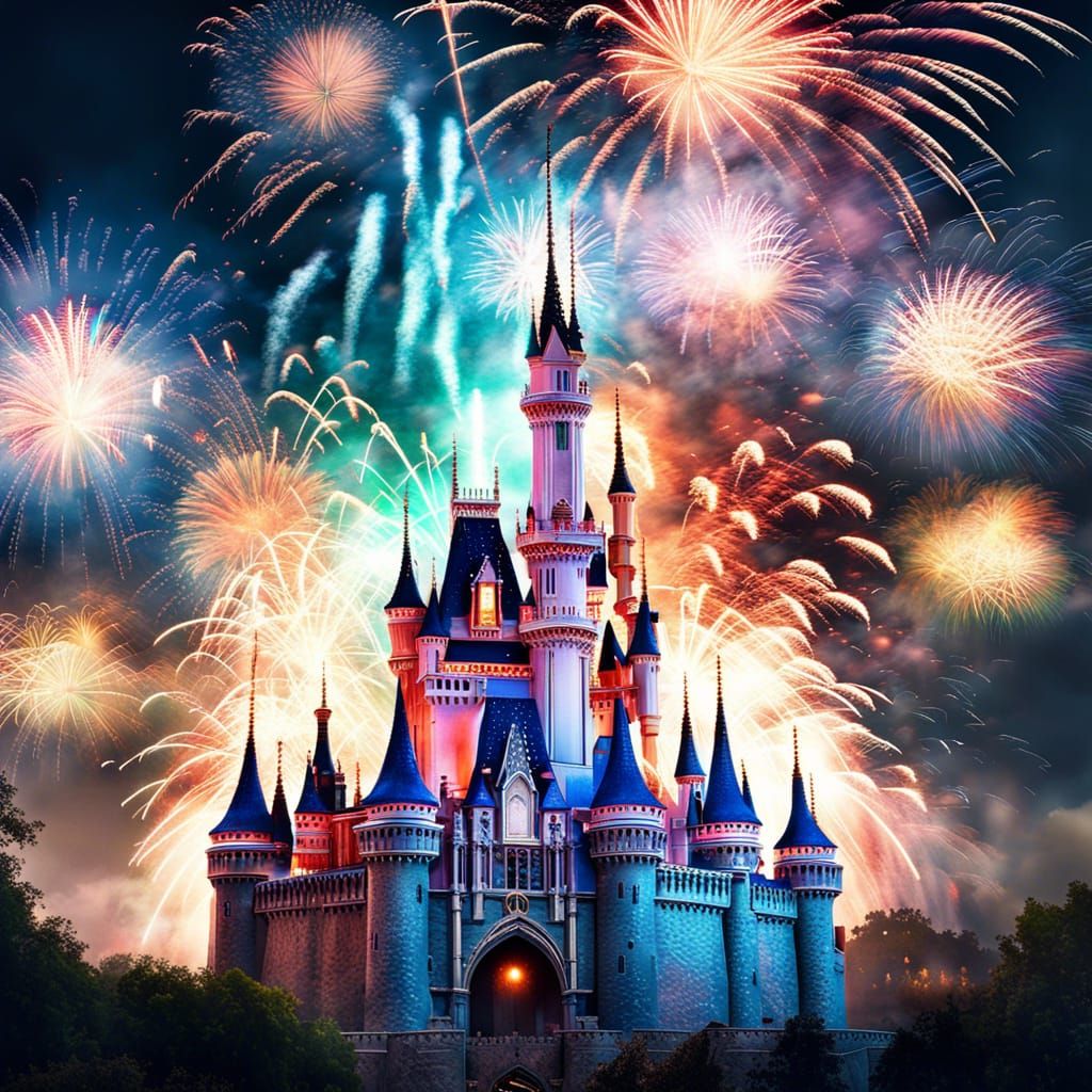 Fireworks over Disney Castle: Fantasycore Art