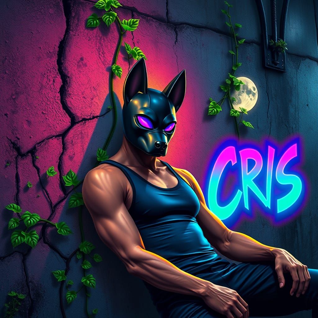 Rainbow Graffiti Tag 'GAYMER CRIS' on Urban Wall with Lush G...