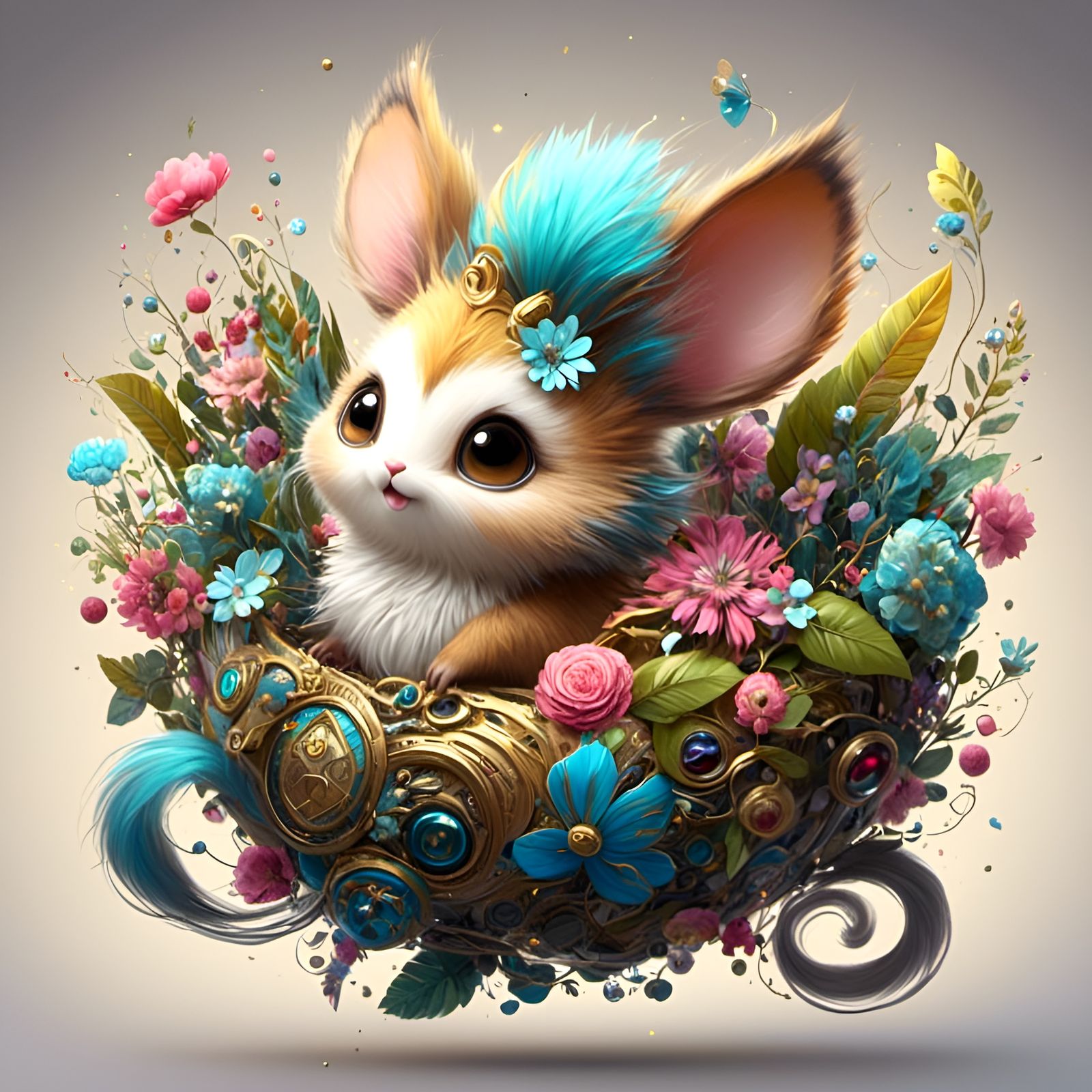 Cute Ratata Pokemon in Digital Art Style