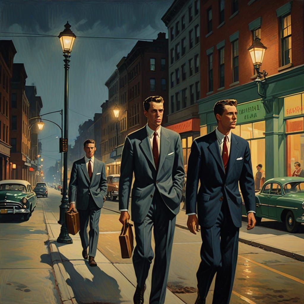 Vintage Doo Wop Group Sings Under Streetlamp on Summer Night