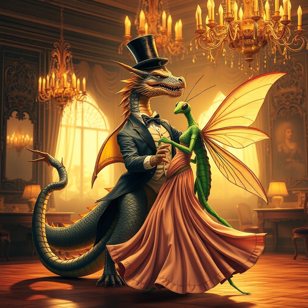Dragon and Praying Mantis Ballroom Dance, Kley Style