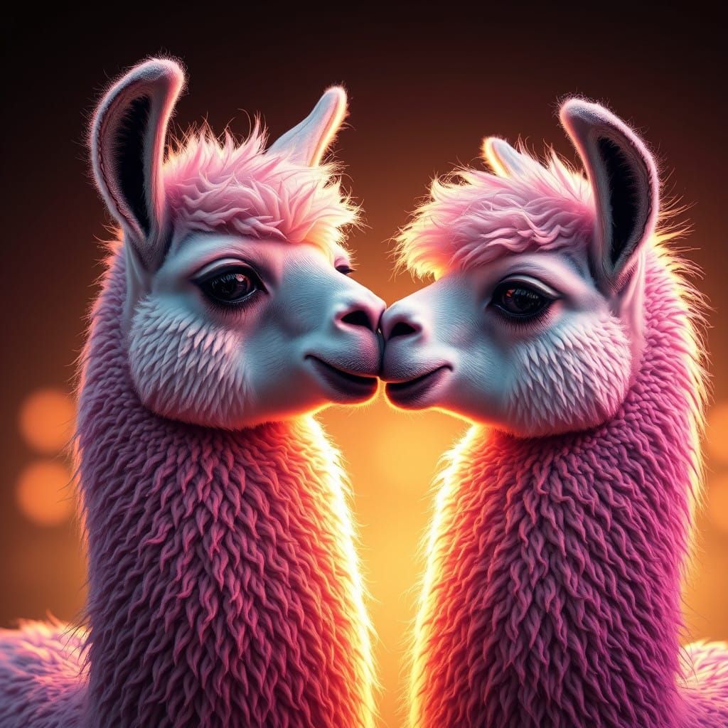 Llama Couple in Tender Unison