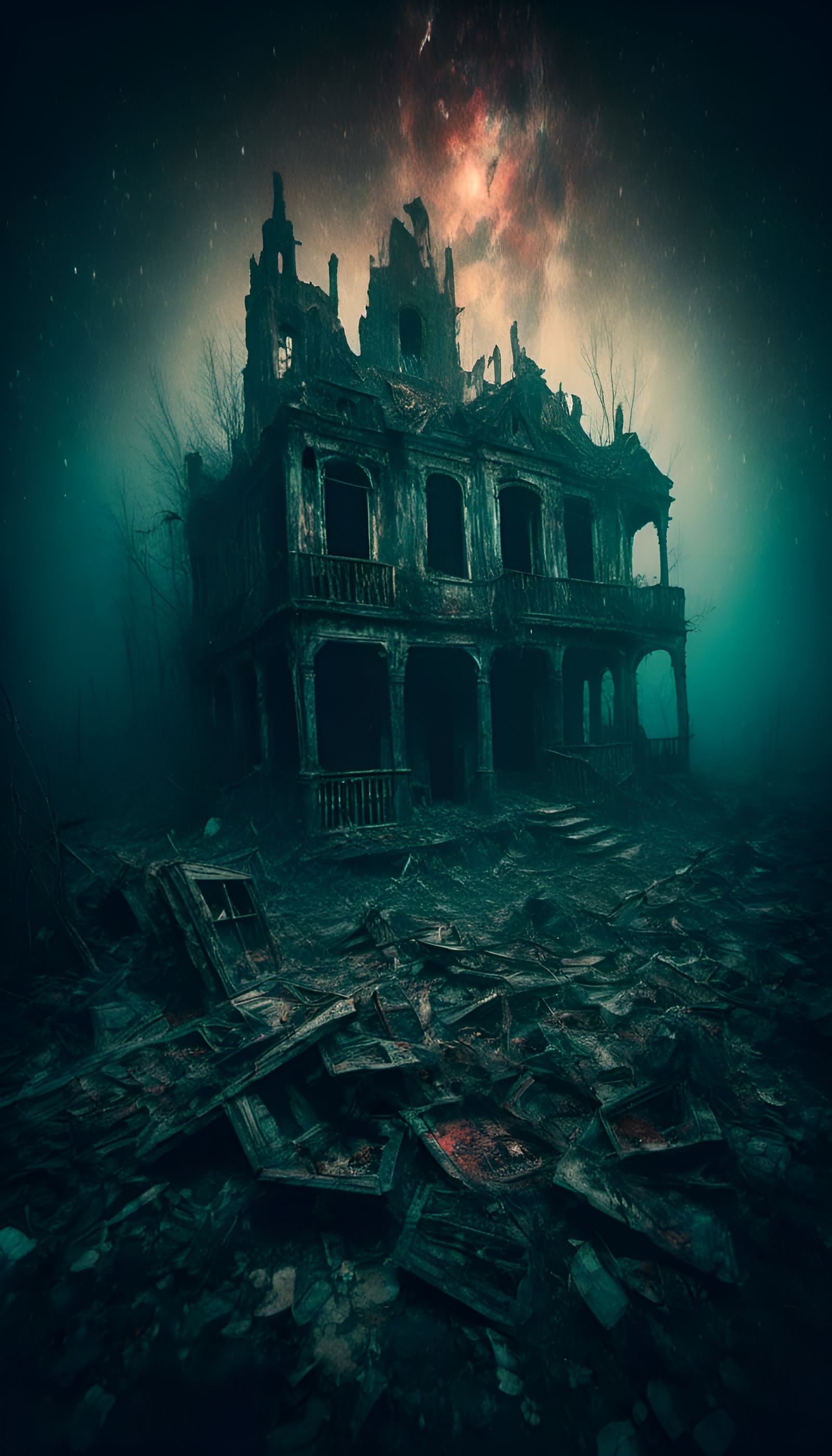 Macabre Atlantis Landscape Inside Diamond Prism