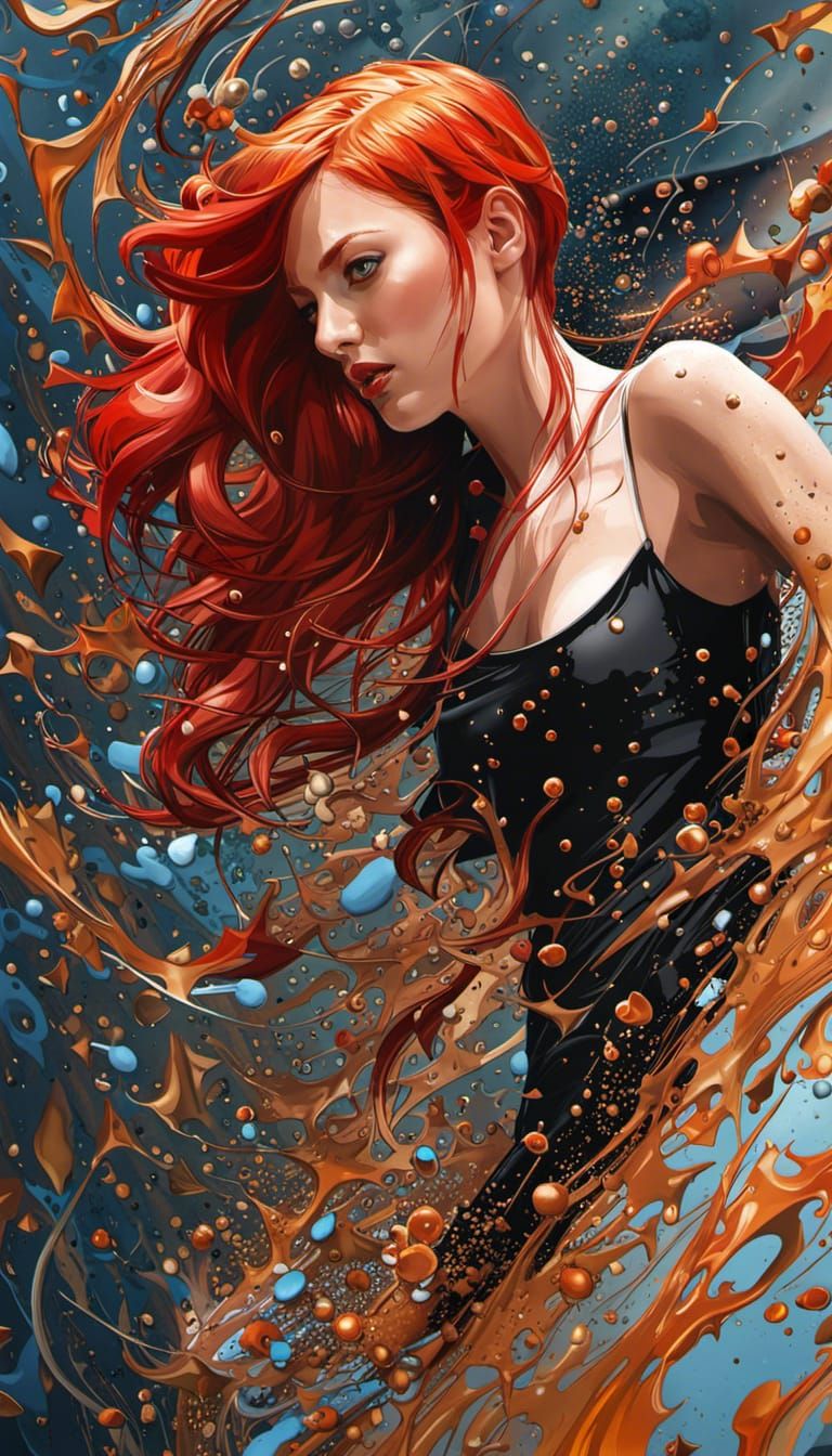Abstract Woman with Red Hair Digital Art