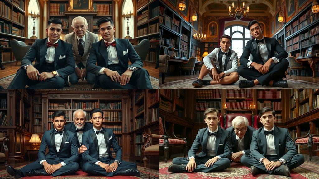 Family Portrait in a Victorian Library