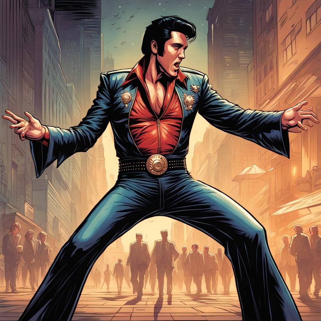 Elvis Portrait in Comic Book Art Style