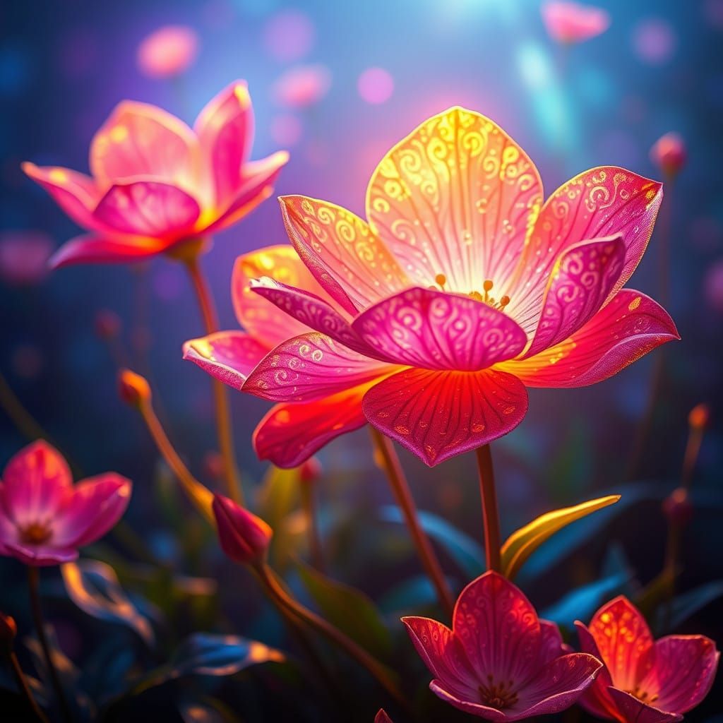 Fantasy Blooms in a Dreamy Ethereal Landscape