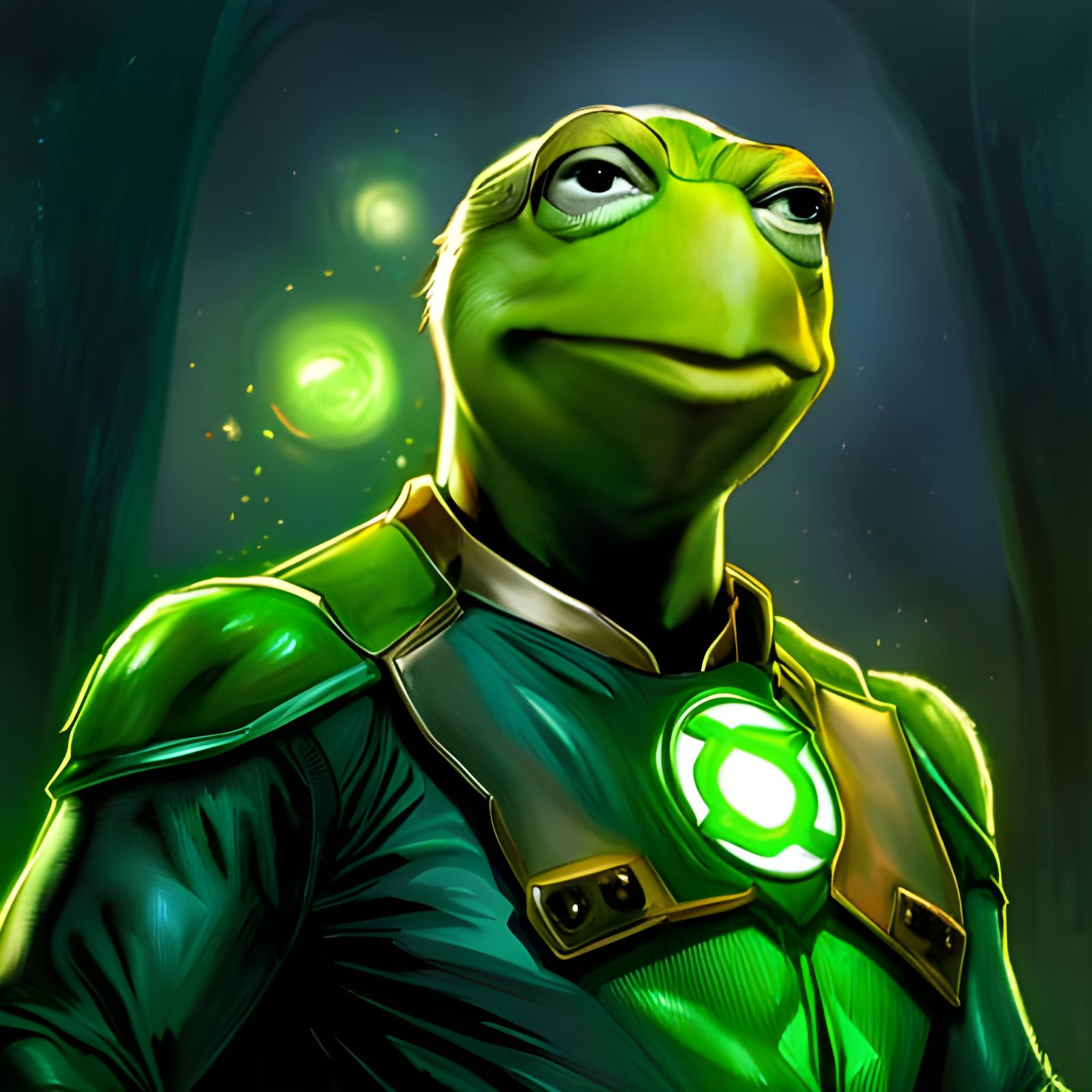 Kermit the Frog as Green Lantern in Rococo Style