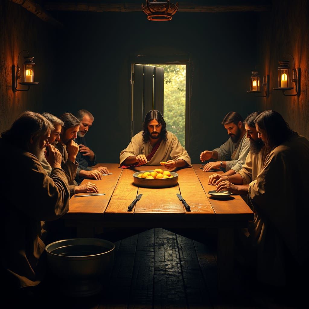 The Last Supper in a Warm, Flickering Light