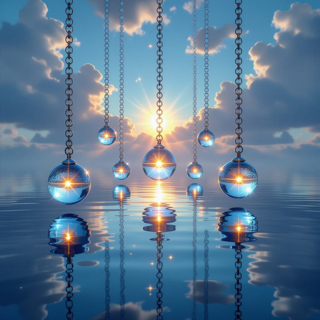 Surreal Floating Mirrors Reflecting Radiant Worlds