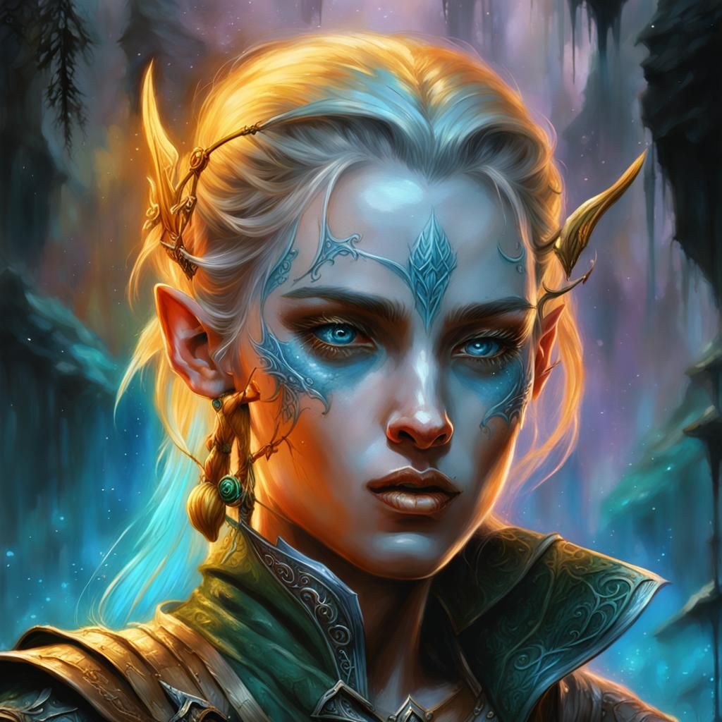 Fantasy High Elf Archer in Oil Sketch Style