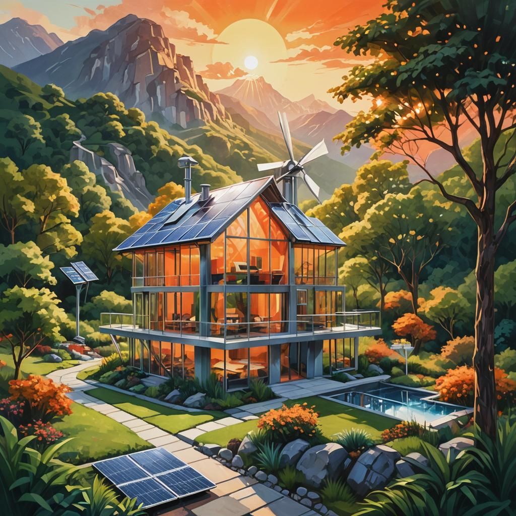 A 4k photo of a house made with lots of generated elements. ...