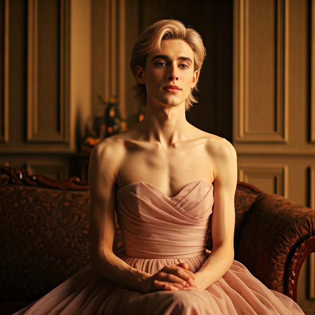 Elegant Androgynous Gentleman in Evening Gown