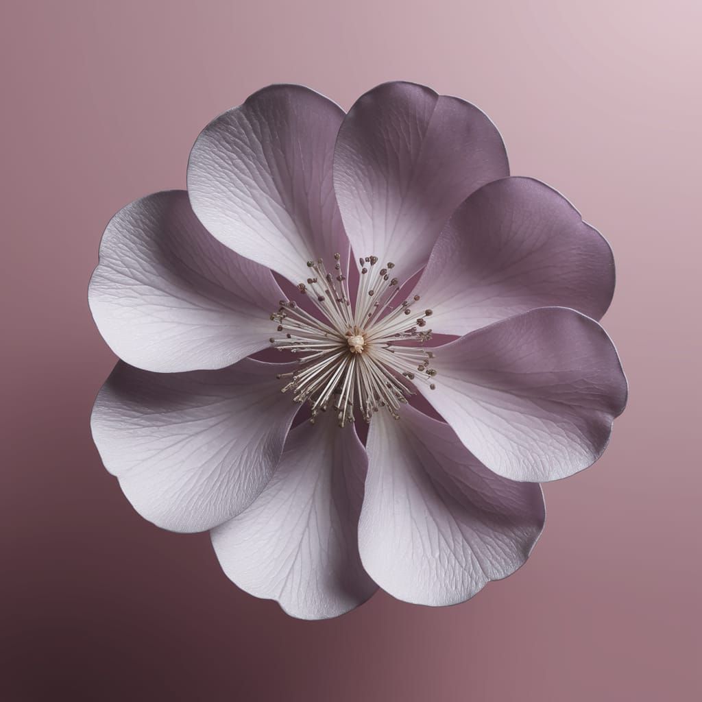 Abstract Blossom in Silver and Mauve