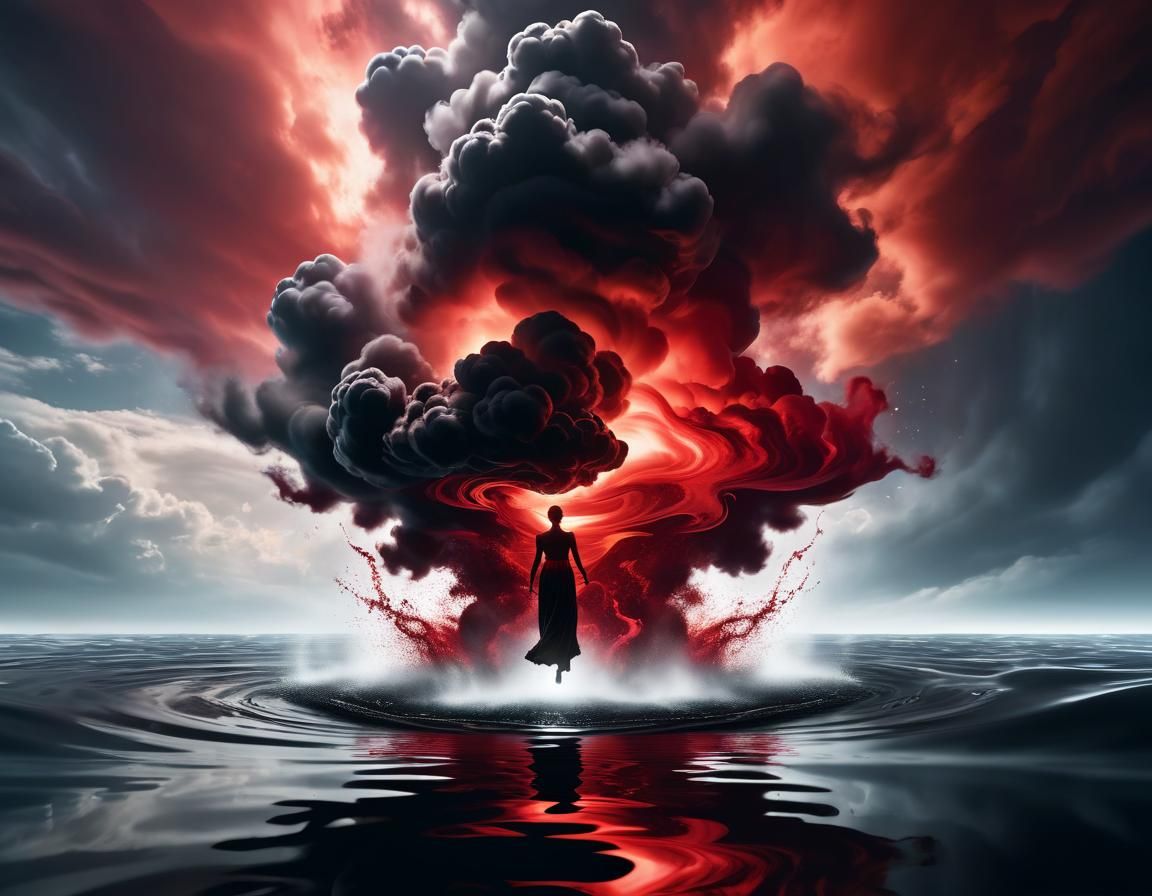 Ethereal Smoky Spirit Emerges from Water