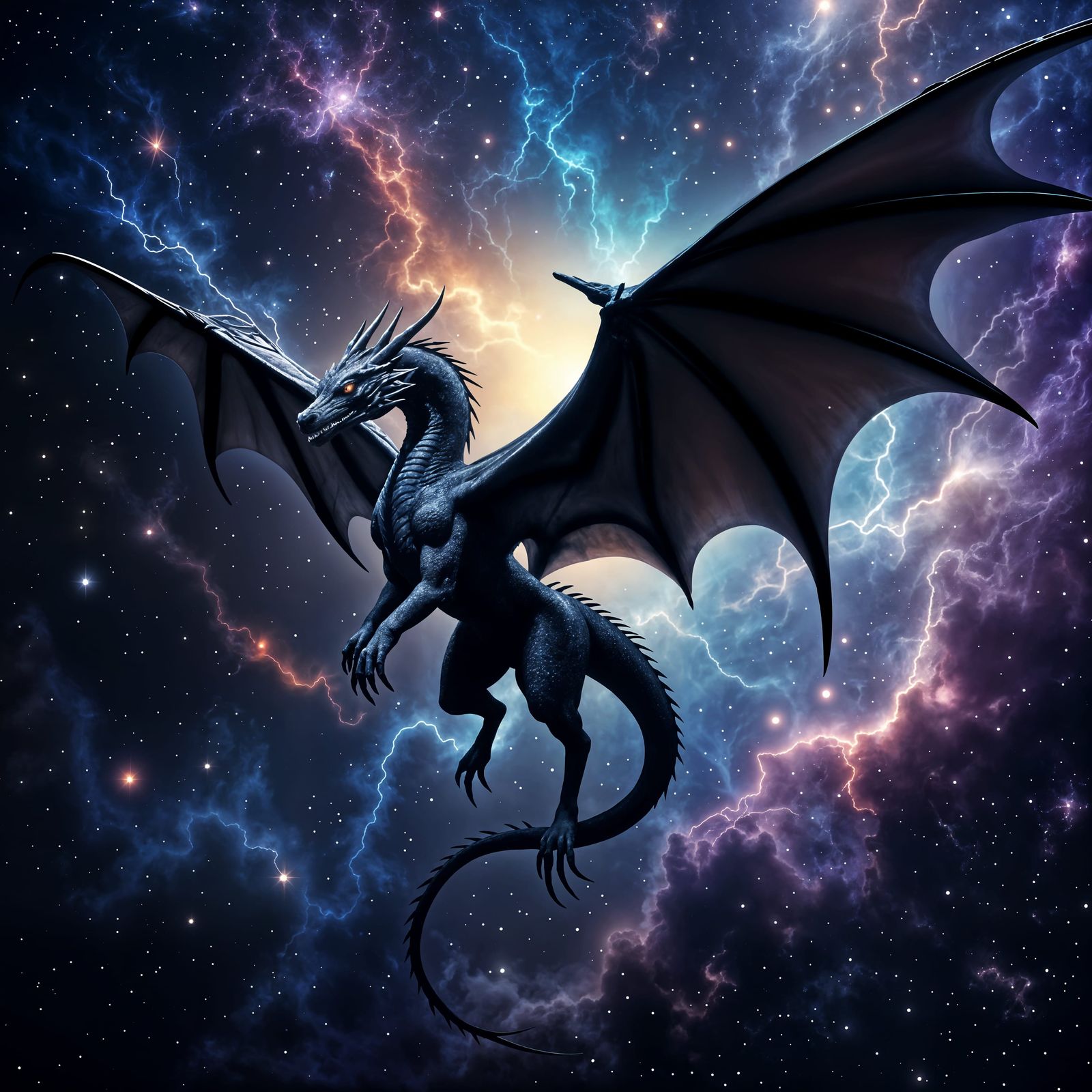Ancient Dragon Soars Through Nebula Cosmos