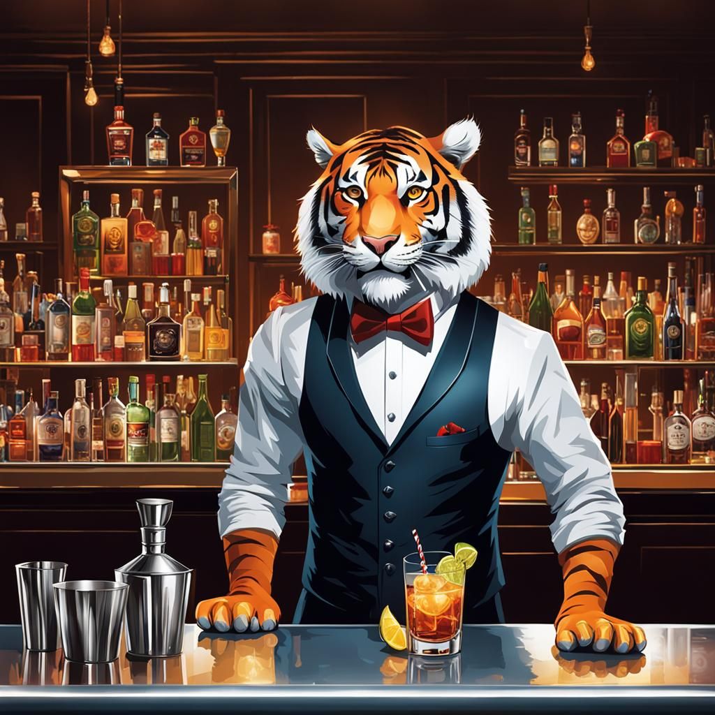 Tiger Bartender Balances Cocktails with Flair