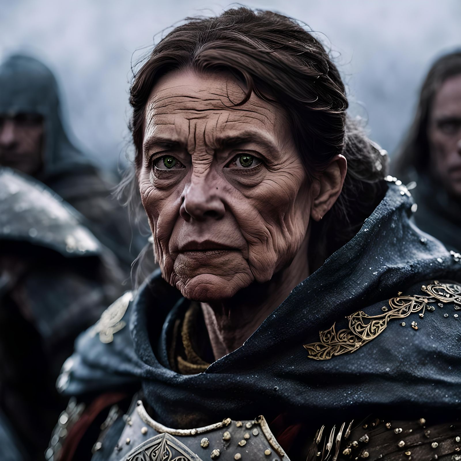 Epic Fantasy Old Female Warrior in Armor