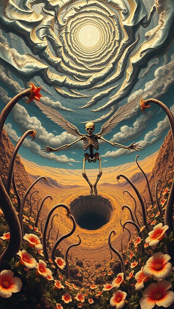 Surreal Landscape with Elastic Flora, Vivid Colors