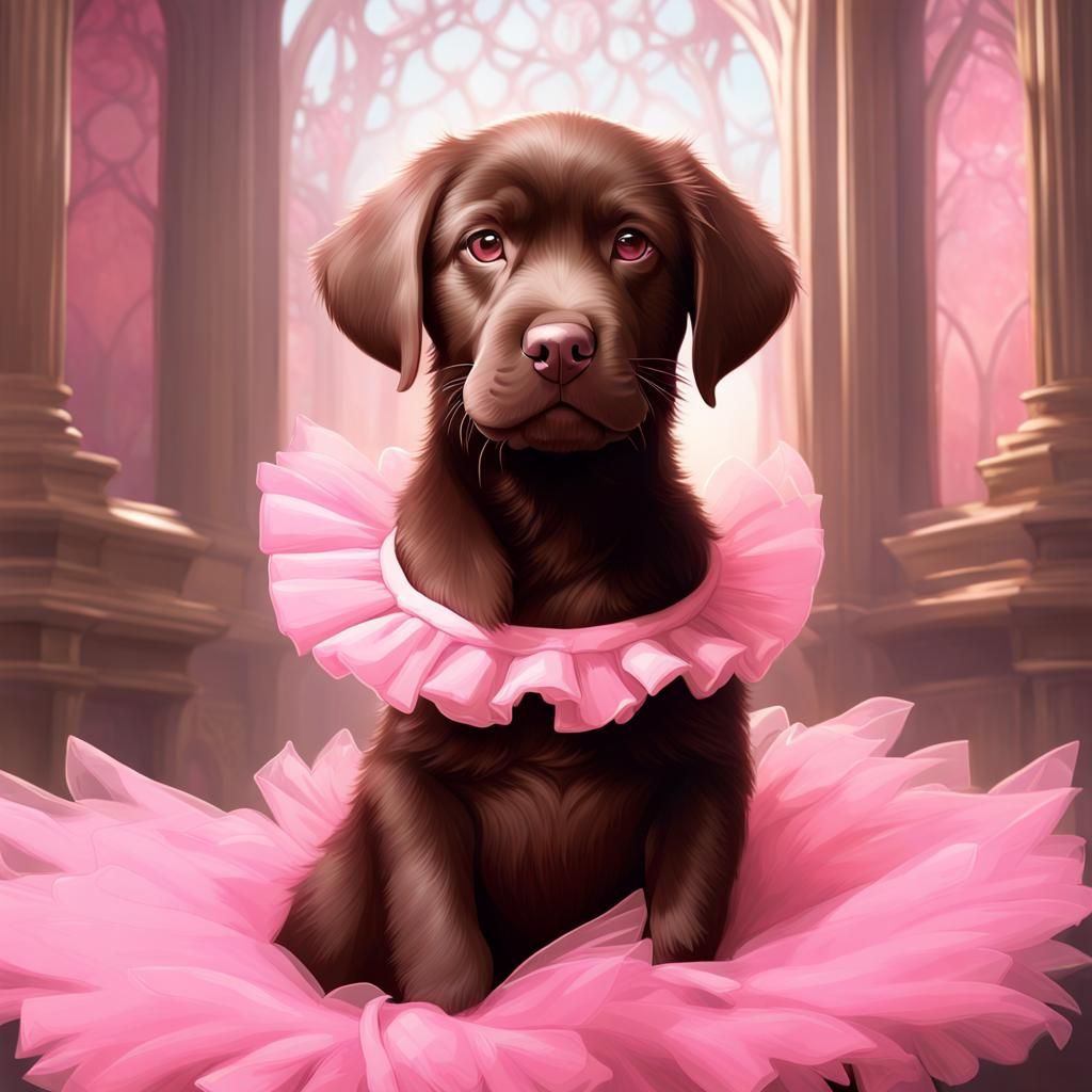 Labrador Puppies in Pink Tutus: Hyperdetailed Portrait