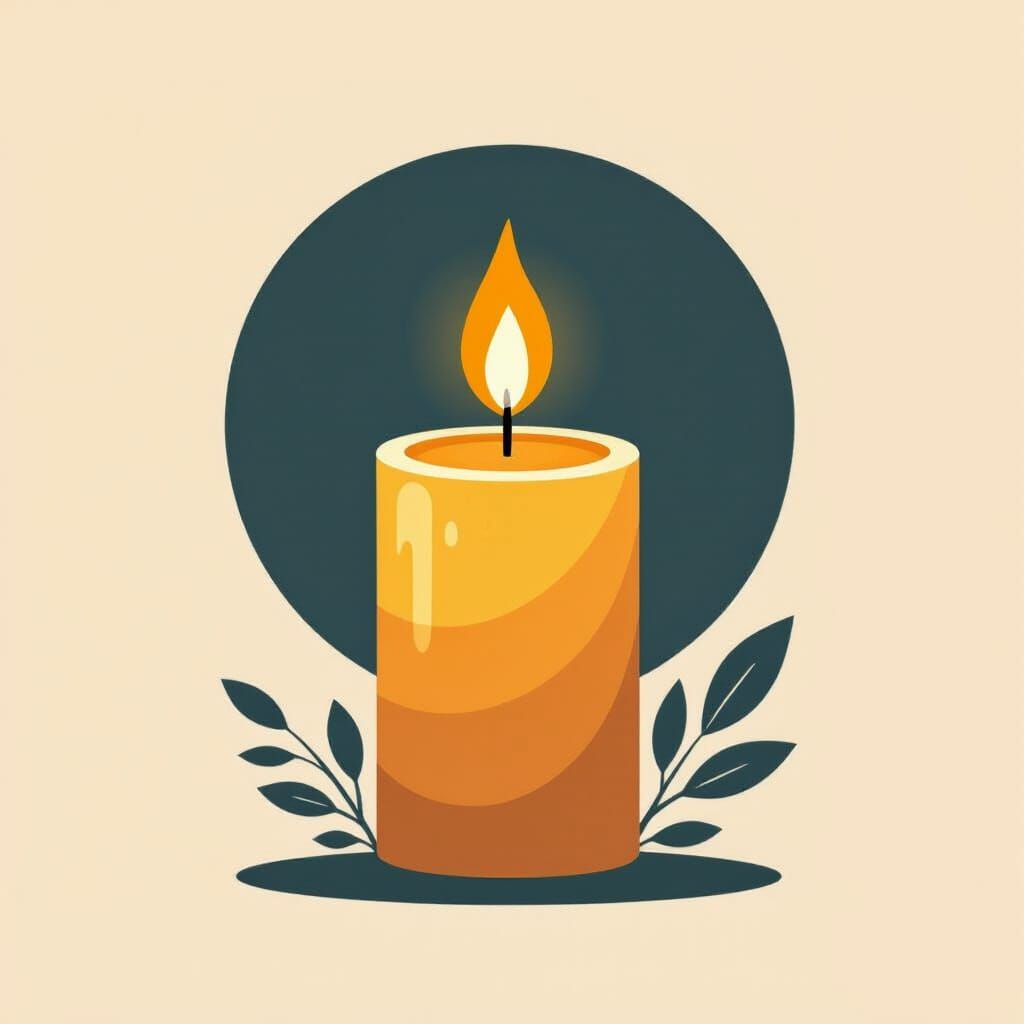 Minimalist Candle Logo with Warm Golden Glow
