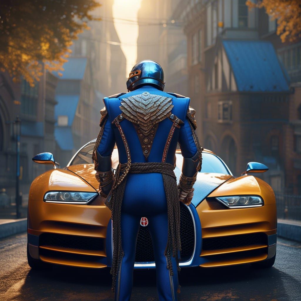 Hawk Man in Bugatti: Detailed Fantasy Art