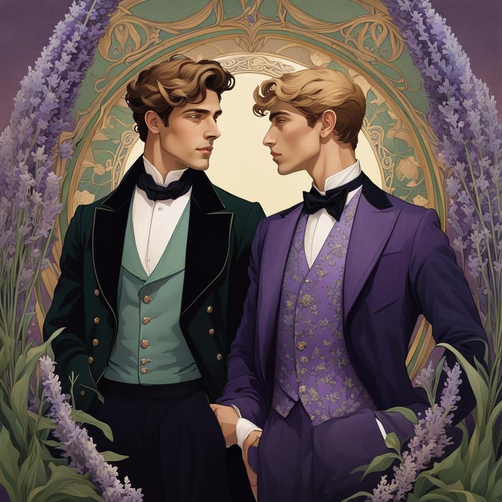 Romantic Couple in Art Nouveau Style